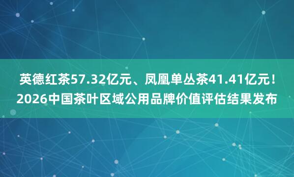 英德红茶57.32亿元、凤凰单丛茶41.41亿元!2026中国茶叶区域公用品牌价值评估结果发布